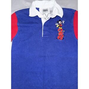 Disney Mickey Boys Vintage Rugby Long Sleeve Shirt Small (6) Y2k Colorblock